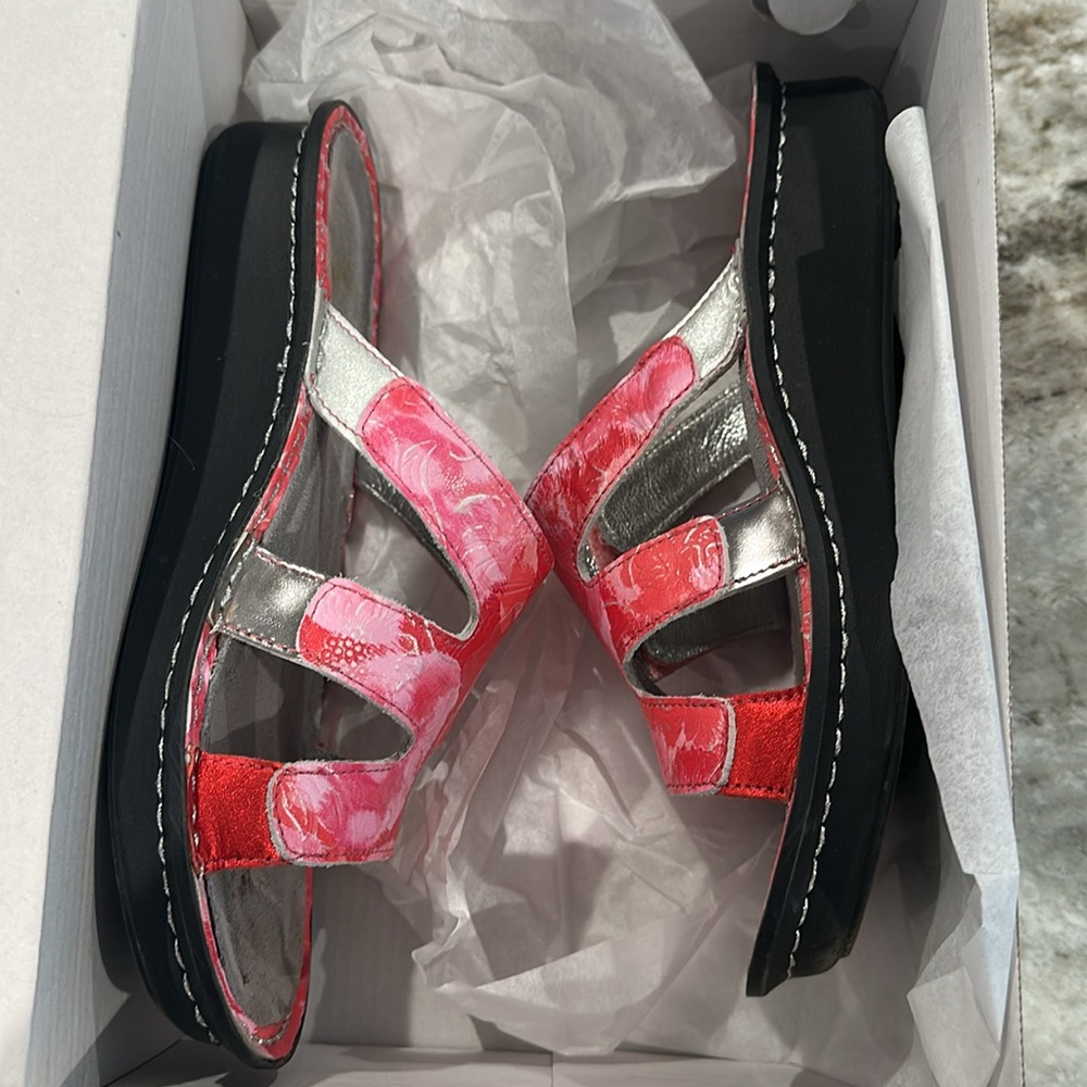 Algeria FIO slide-slip on Sandal with Velcro closure Artisan Red size 36/6 - Picture 3 of 6